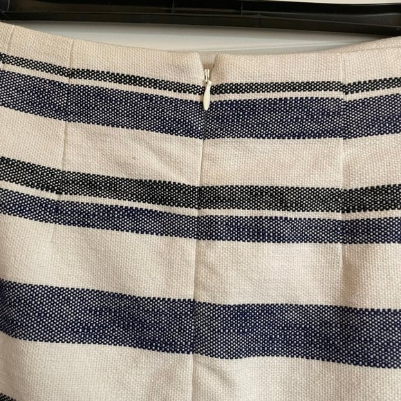 LOFT Striped Faux Wrap Skirt with Fringe Trim - Picture 3 of 7